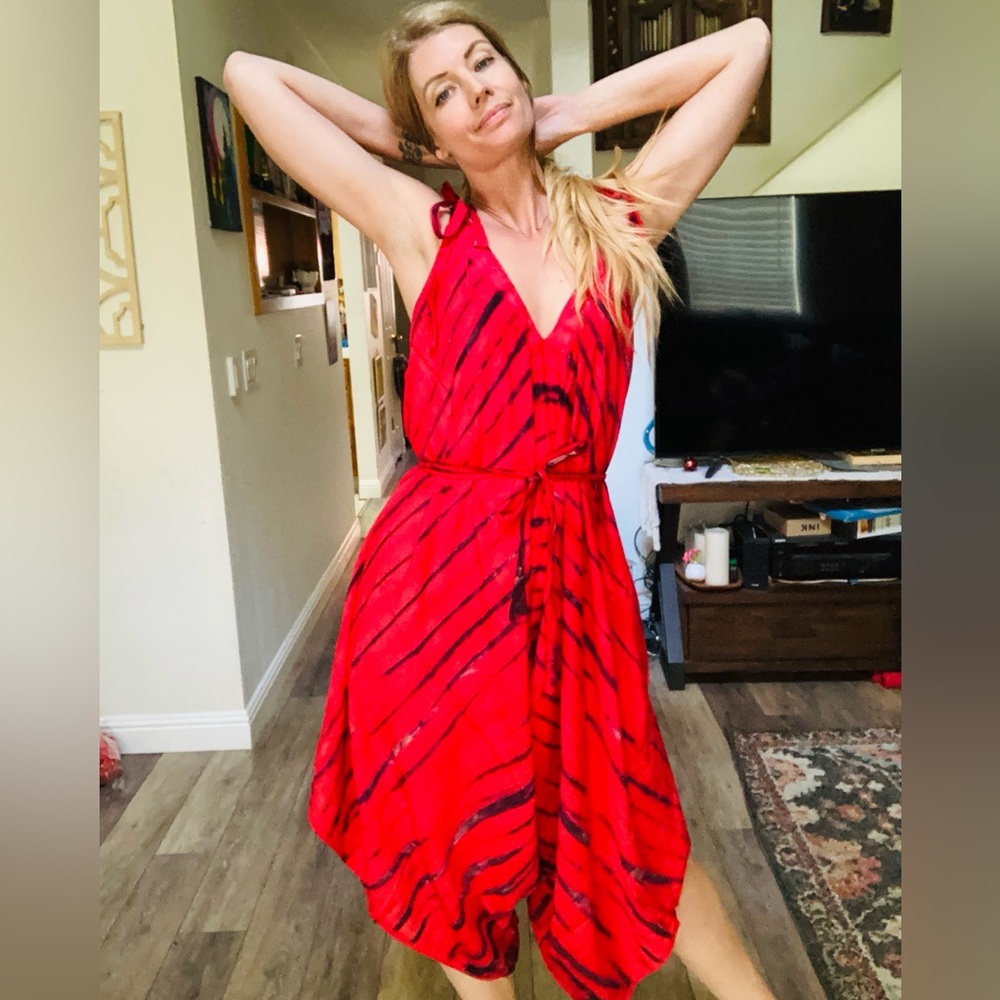 The genie pantsuit in red tie dye and other colors!